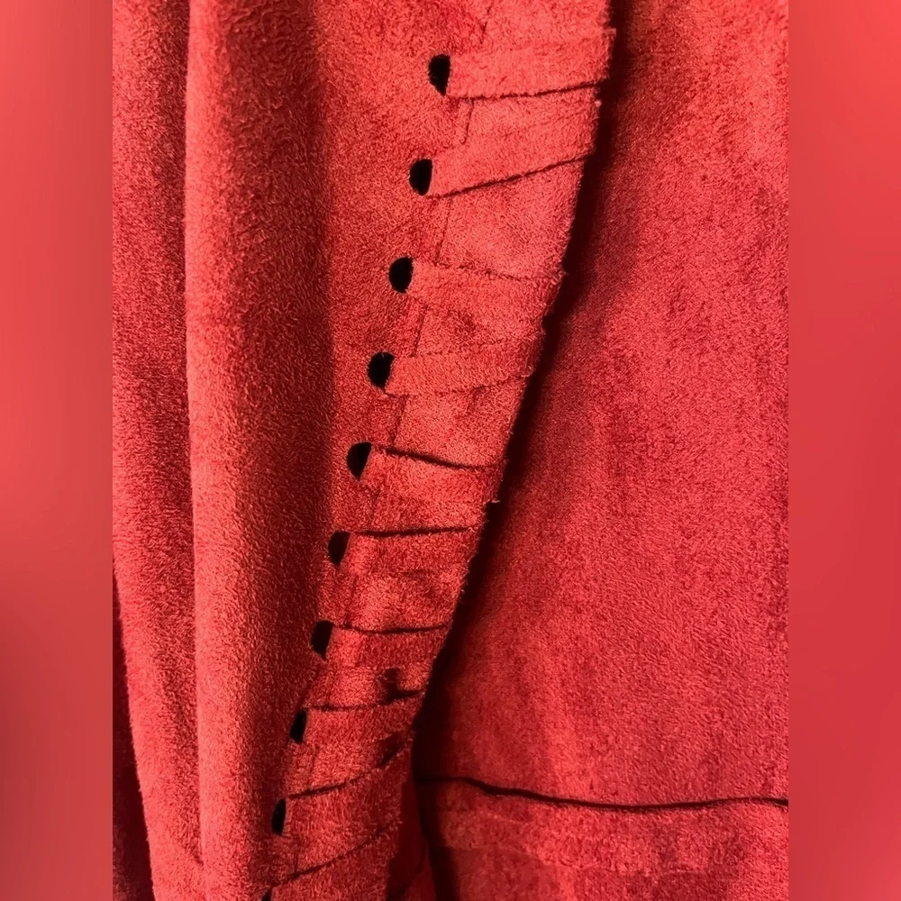Angie Fringe Woven Western Vest in Red Oxide Womens Size S NWOT